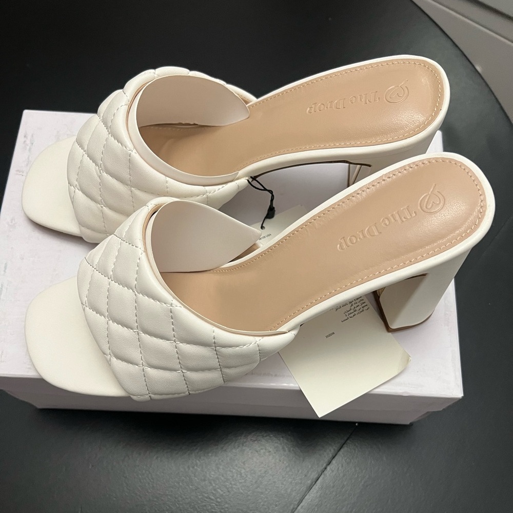Chic White Quilted Heels by The Drop Sz 8.5
